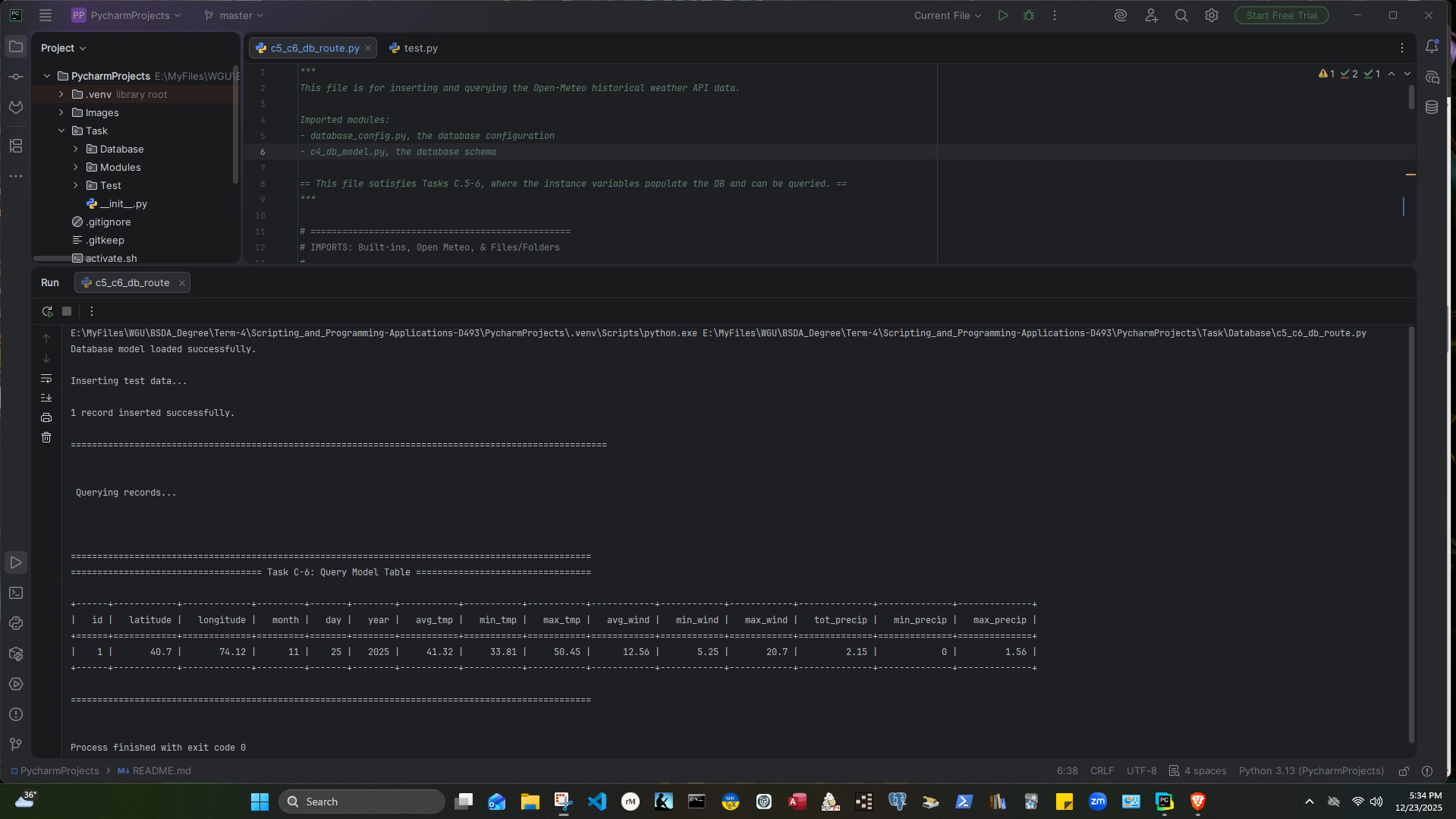 Formatted database query output
